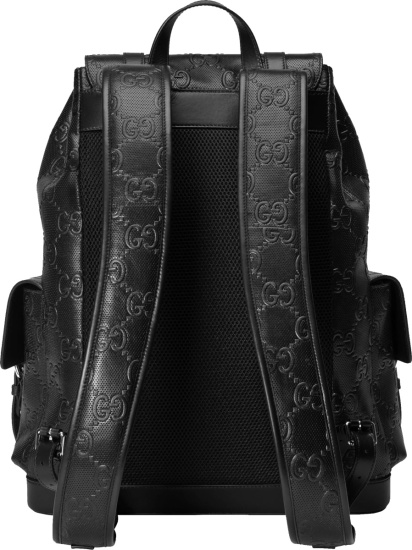 Gucci Black Gg Embossed Perforated Backpack