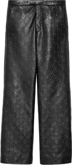 Gucci Black Leather Gg Embossed Pants 669071xnapn1000
