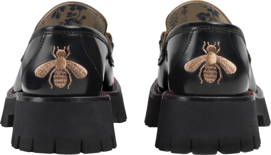 Gucci Black Bee Embroidered Horsebit Loafers | INC STYLE