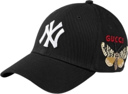 Gucci Black New York Yankees Hat With Butterfly Patch