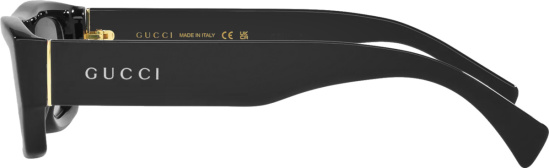 Gucci Black Rectangular Side Logo Narrow Sunglasses
