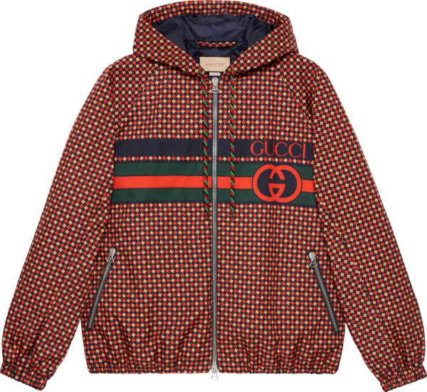Gucci Black Red And Beige Houndstooth Jacket