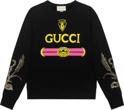 Gucci Black Sweatshirt With Yellow Pink Print