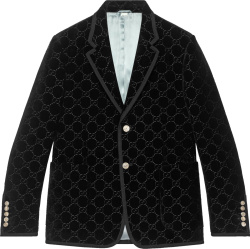 Gucci Black Velvet Gg Monogram Formal Jacket