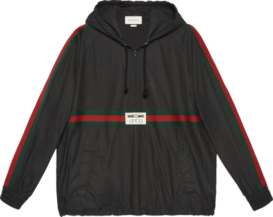 Gucci Black Web Stripe Anorak Jacket ‎594861 Xdbch 1043