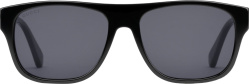 Gucci Black Web Stripe Rectangular Sunglasses