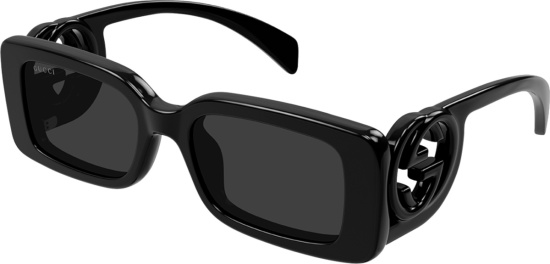 Gucci Black Wide Rectangular Gg Logo Sunglasses