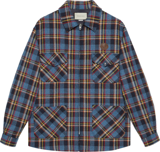 Gucci Blue Check Tiger-Patch Shirt | INC STYLE