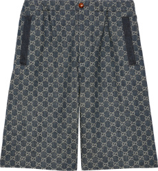 Blue & Ivory-GG Denim Shorts