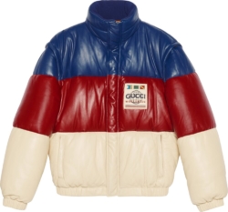 Gucci Blue Red White Striped Puffer Jacket