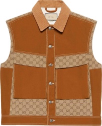 Gucci Brown And Beige Gg Workwear Vest