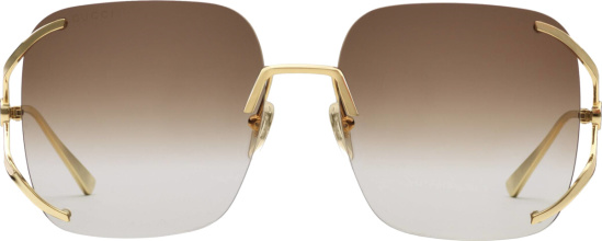 Gucci Brown And Gold Frameless Square Sunglasses
