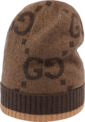 Gucci Brown Jumbo Gg Beanie Hat