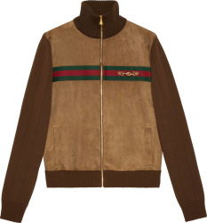 Brown Suede & Knit Sleeve Jacket