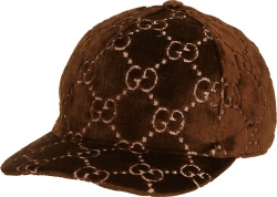 Gucci Brown Velvet Gg Monogram Hat