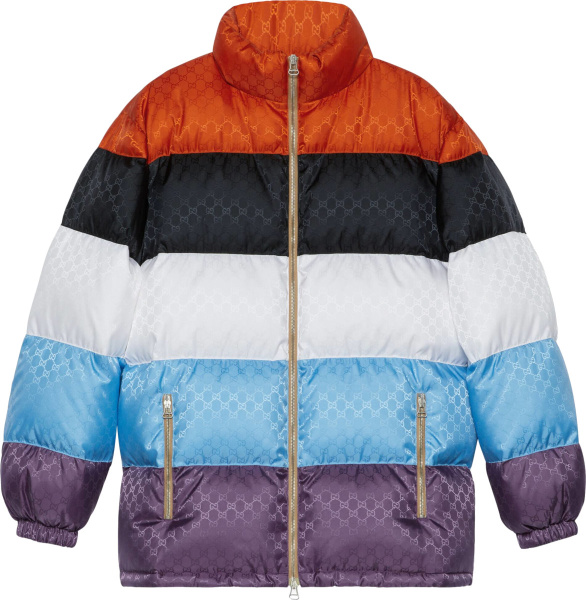 Gucci Colorblock Striped Gg Down Puffer Jacket