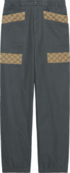 Gucci Dark Grey And Beige Gg Paneled Canvas Pants