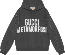 Gucci Dark Grey Studded Gucci Metamorfosi Hoodie