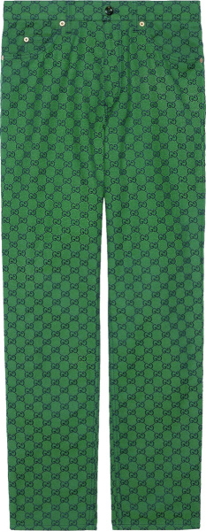Gucci Green And Navy Gg Canvas Pants 623953zku093344