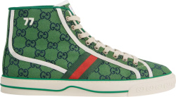 Gucci Green And Navy Gg High Top Tennis 1977 Sneakers