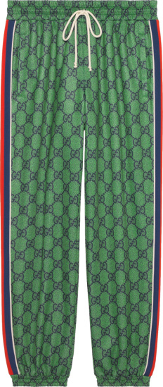 Gucci Green And Navy Gg Web Side Stripe Trackpants