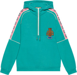 Gucci Green And Pink Gg Logo Stripe Gucci Pineapple Hoodie