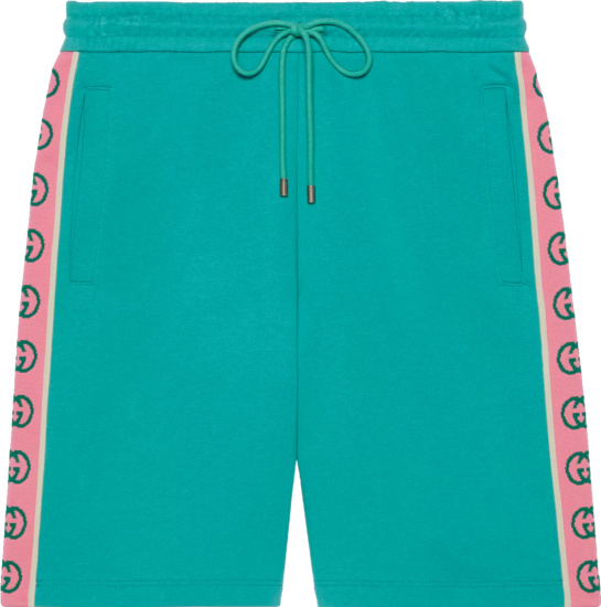 Gucci Green And Pink Gg Logo Stripe Gucci Pineapple Shorts