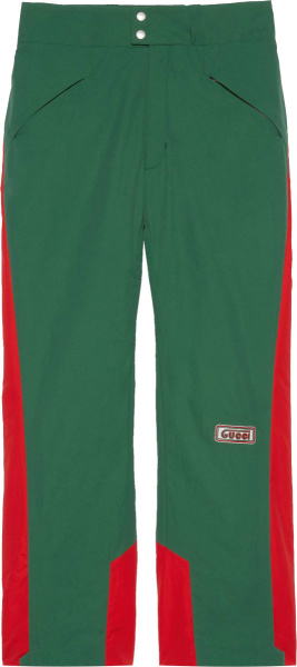 Gucci Green And Red Panel Nylon Ski Pants 710623 Zakpg 3667
