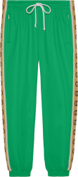 Gucci Green Beige Logo Stripe Jogging Pants