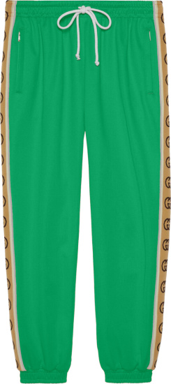 Gucci Green Beige Logo Stripe Jogging Pants
