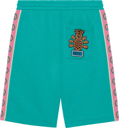 Teal & Pink-GG Stripe 'Pineapple' Sweatshorts
