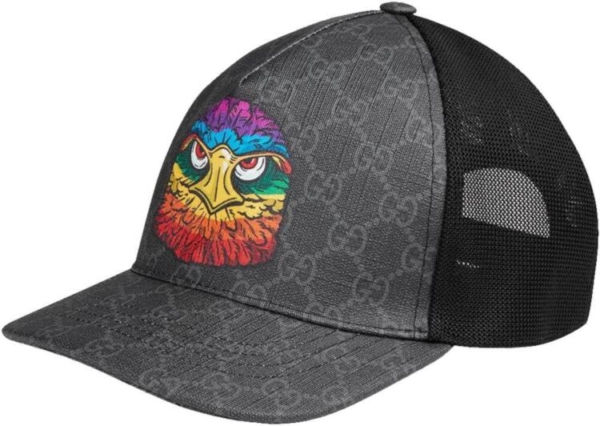 Gucci Grey And Black Gg Supreme Owl Print Hat