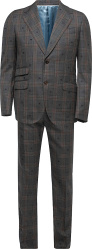 Gucci Grey Check Bees And Hearts Suit Jacket