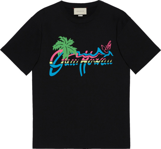 Gucci Black 'Gucci Hawaii' T-Shirt 