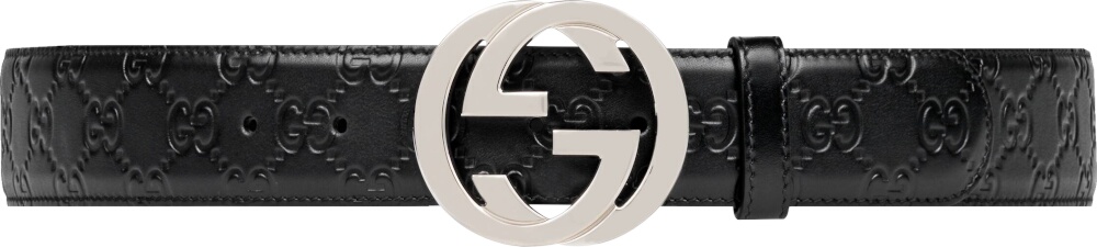 Gucci Black Monogram & Silver-GG Belt | Incorporated Style