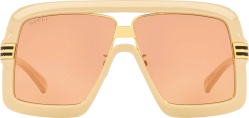 Gucci Ivory And Orange Oversized Logo Stripe Sunglasses