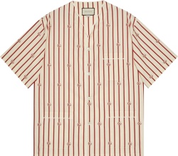 White & Red-Stripe Bowling Shirt