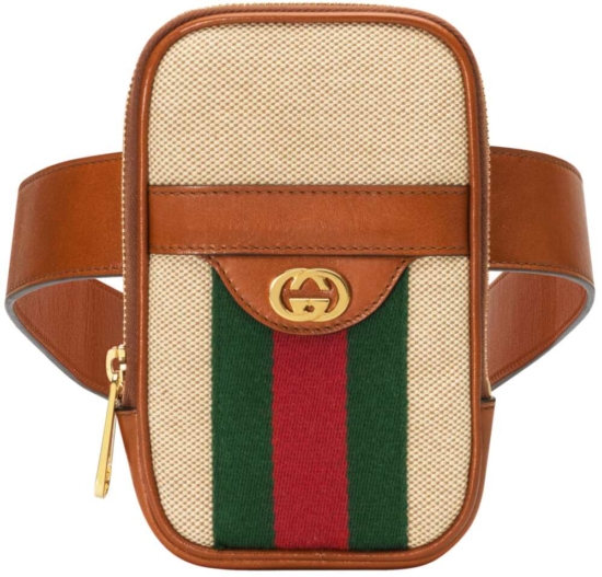 Gucci Leather Belt With Canvas Attached Phone Case