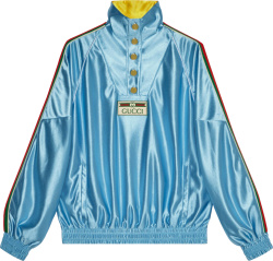 Gucci Light Blue And Web Side Stripe Pullover Sweatshirt Jacket 653372xjde64670