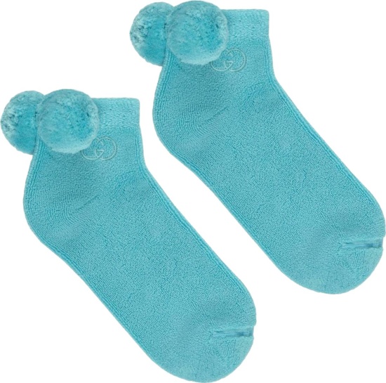 Gucci Light Blue Pompom Socks