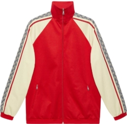 Red & White Sleeve GG-Stripe Track Jacket
