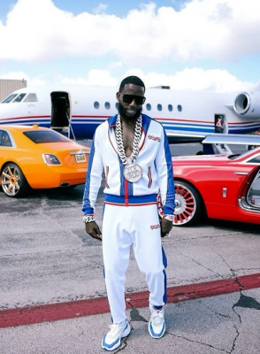 Gucci Mane Wearing A Casablanca Tracksuit With White And Light Blue Sneakers