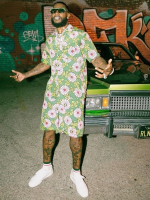 Gucci Mane Wearing An All Green Floral Gucci X Ken Scott Outfit
