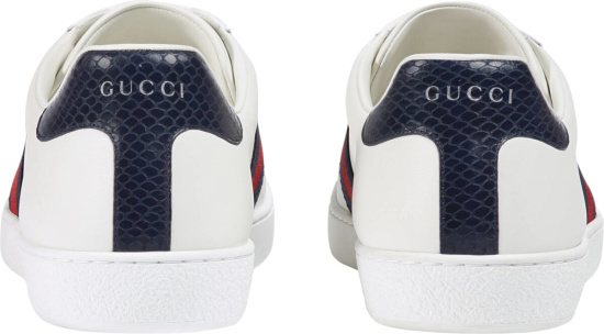 Gucci Men White Low Top Ace Sneakers