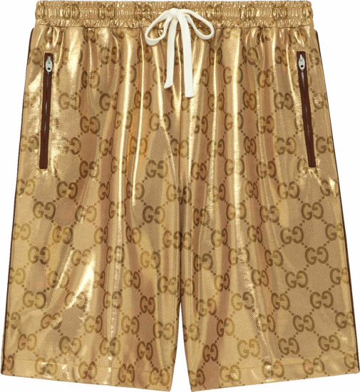 Gucci Metallic Gold Gg Drawstring Shorts 741499xjffg2486