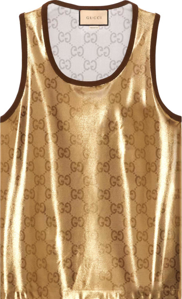 Gucci Metallic Gold Gg Tank Top