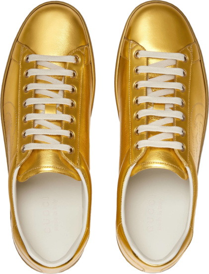 Gucci Metallic Gold Low Top Ace Sneakers