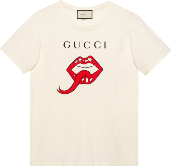 white shirt with red lips print