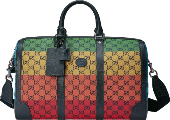 Gucci Multicolor Gg Canvas And Black Leather Trim Duffle Bag