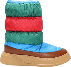 Gucci Multicolor Gg Canvas Knit Down Snow Boots